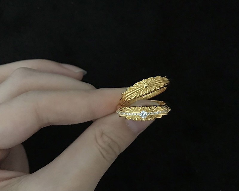 定番クロムハーツ フローラル 22kGold ダイアモンド ゴールド リング 偽物 コピー Kue61439