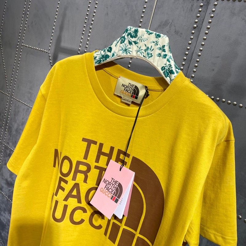 人気No1 グッチ Tシャツ トップス ノースフェイス 偽物オーバーサイズ 黄 新作 グッチ Noh21570