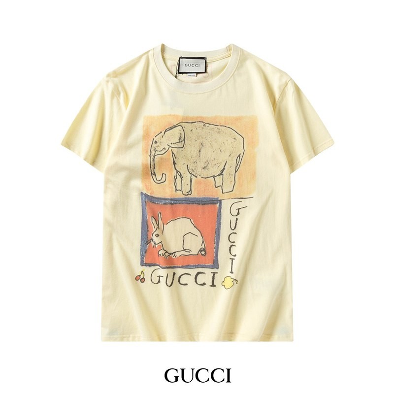 目を惹くカラー グッチ コットン Tシャツ 偽物 半袖 ロゴ guq72551