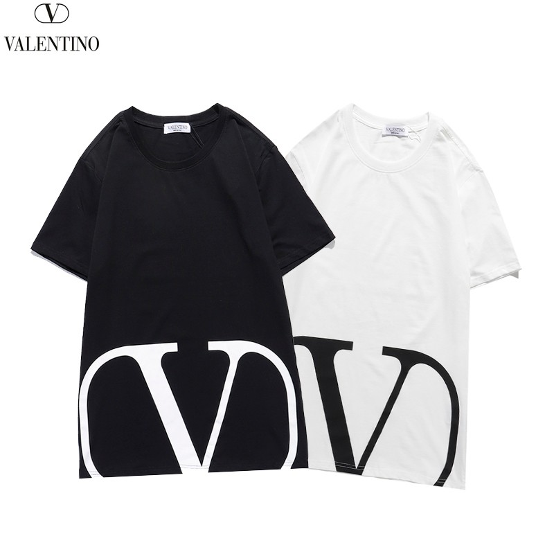 関税込ヴァレンティノ Tシャツ 偽物 VLTN コットンロゴ Tシャツ 2色 Vua65573