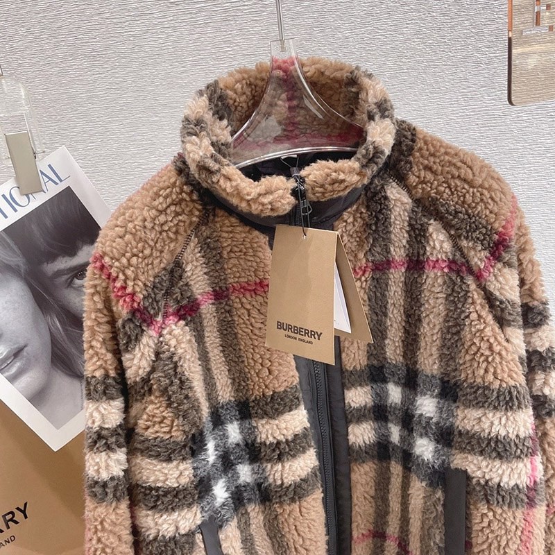 《大人気》バーバリー☆Brown チェック柄 カシミア Wool フリースジャケット 偽物 Bak84791