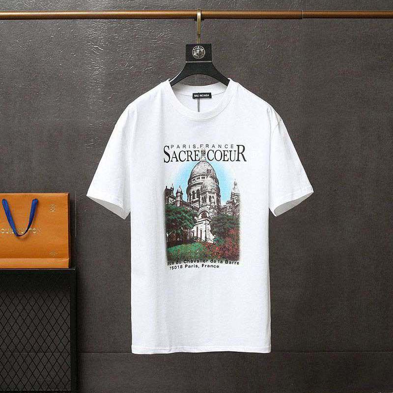 一目惚れ♪バレンシアガ クルーネック Tシャツ 偽物 SACRE COEUR ホワイト baz66910