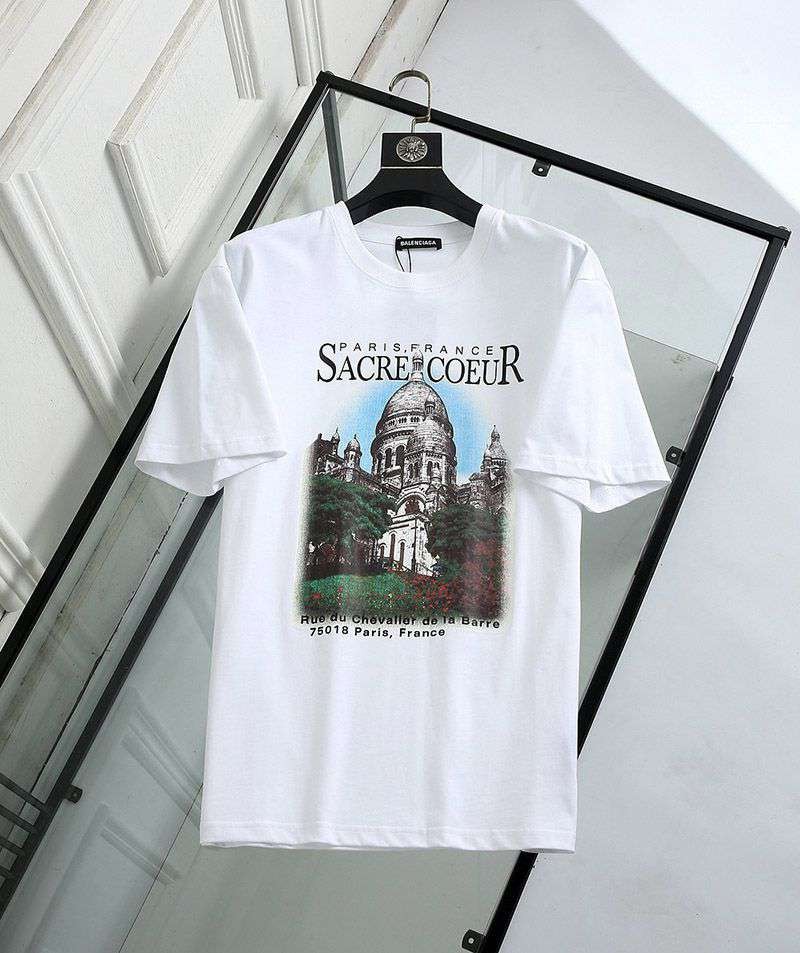 一目惚れ♪バレンシアガ クルーネック Tシャツ 偽物 SACRE COEUR ホワイト baz66910