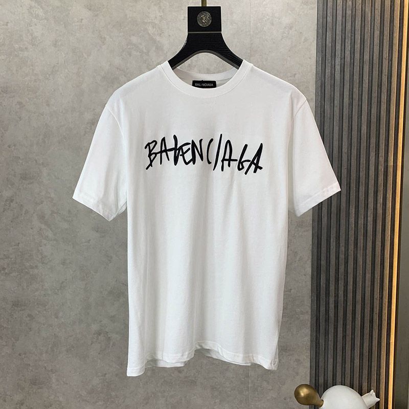 稀少バレンシアガ クルーネックロゴ Tシャツ 偽物 ホワイト baq29190