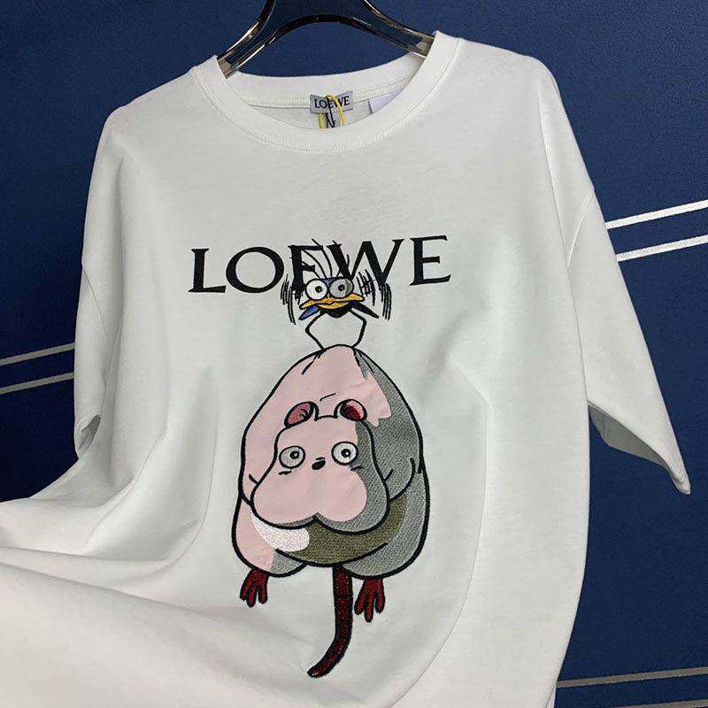 定番 ロエベ×ジブリ コピー ハエドリ クルーネックTシャツ loq74201