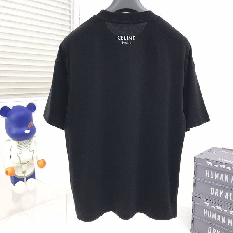 目を惹くカラーセリーヌ トリオンフ Tシャツ コピー コットン ブラック Cen24781