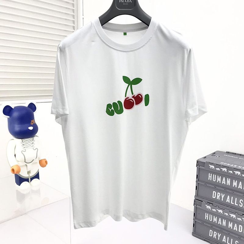 稀少グッチ チェリープリント Tシャツ スーパーコピー ブルー コットン gup86838