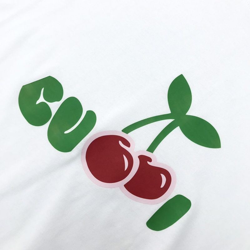 稀少グッチ チェリープリント Tシャツ スーパーコピー ブルー コットン gup86838