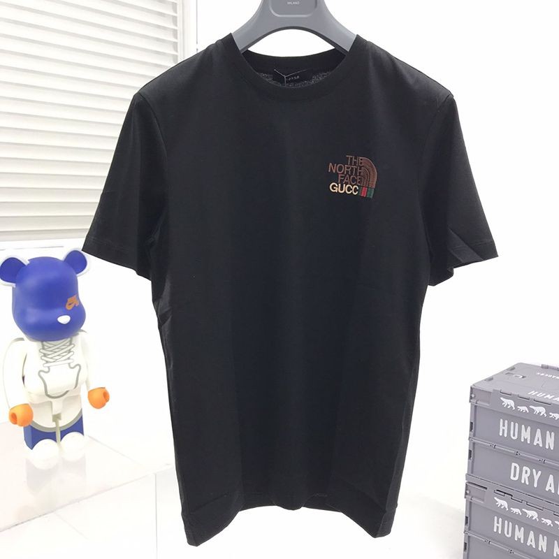 春夏新作グッチ x ノースフェイス コラボ 半袖Tシャツ パロディ gua78961