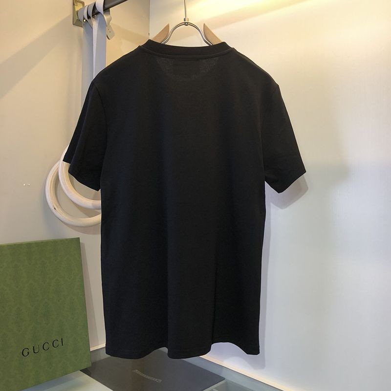 世界中で大人気♪グッチ ロゴ コットンTシャツ コピー バックフラワーアップリケ 2色 gus17426