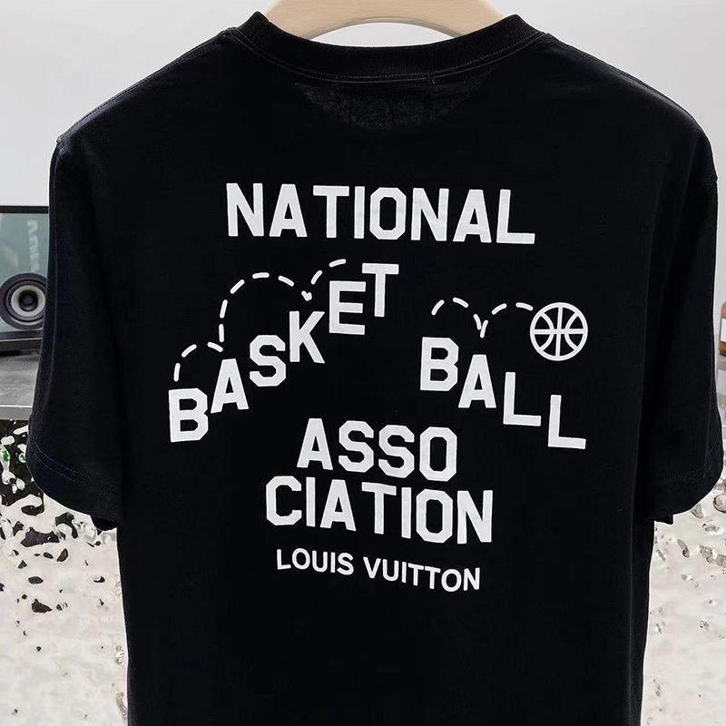 希少【​ルイヴィトン】NBAフロントアンドバックレタープリントTシャツ 偽物 vun57602