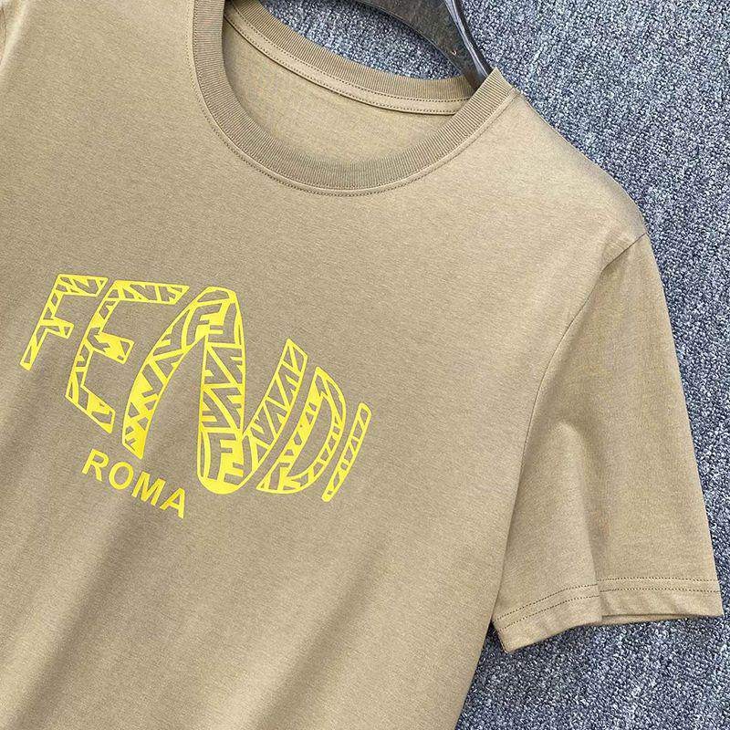 稀少 フェンディ ROMA ロゴ クルーネック 偽物 Tシャツ fez50771