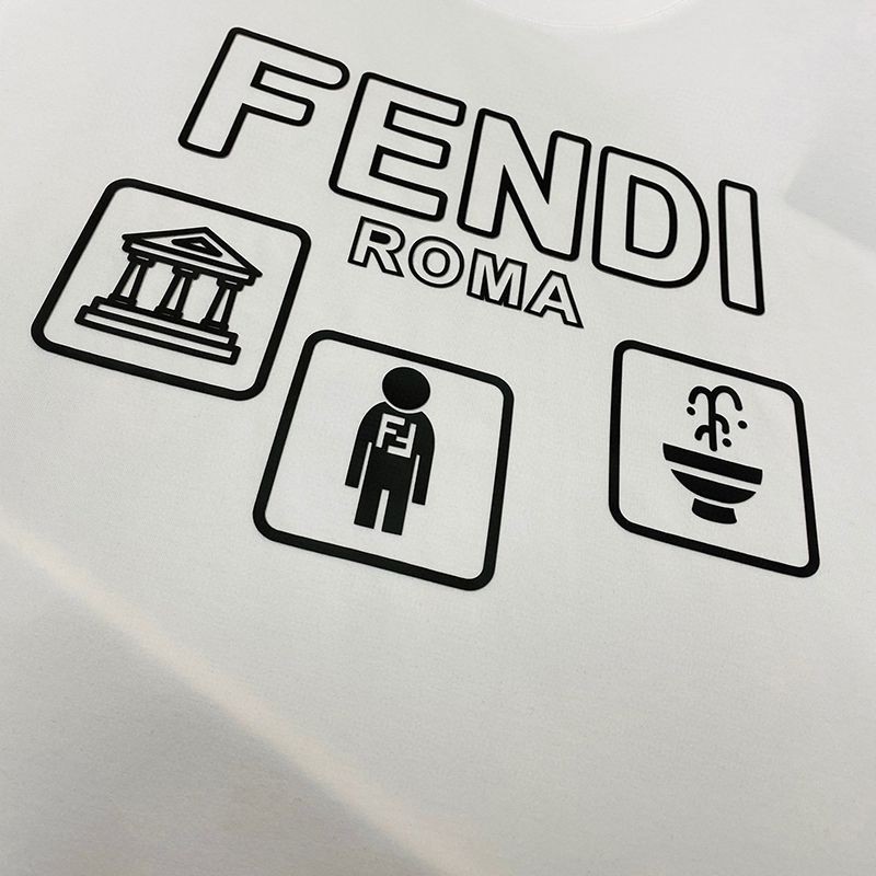 人気No1 フェンディ ROMA ロゴ クルーネックコピー Tシャツ fek26035