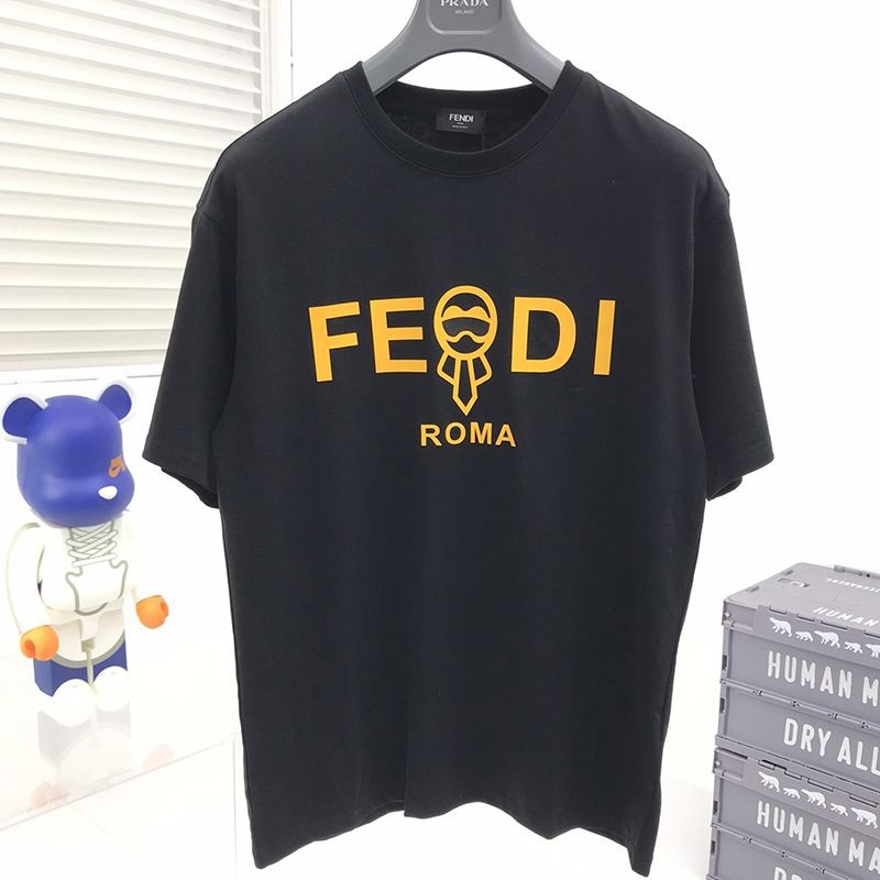 世界中で大人気♪ フェンディ◆クルーネックロゴジャージー 偽物 Tシャツ fes50374