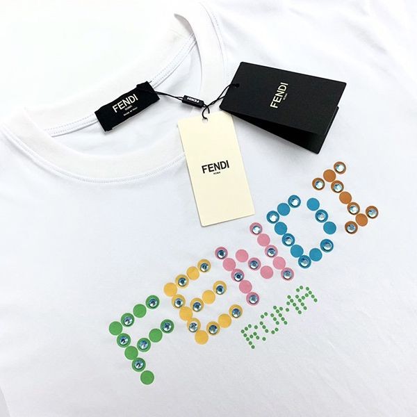 フェンディ◆クルーネックロゴジャージー コピーTシャツ feq79089