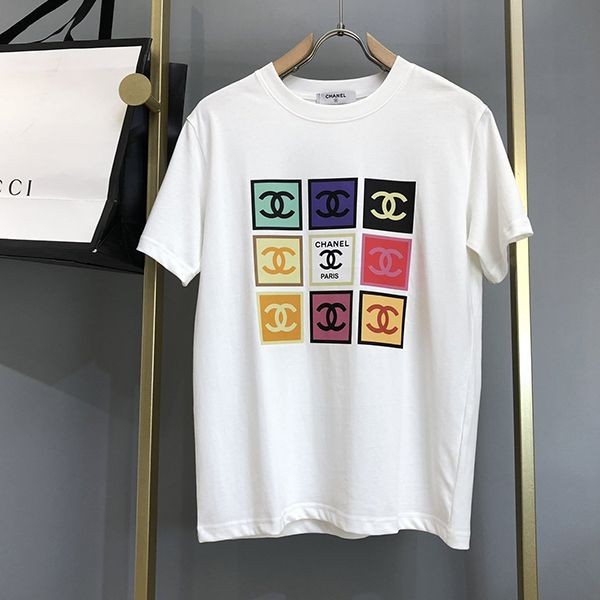 一目惚れ♪シャネル マルチカラーココマークTシャツ 偽物 ショートリーブトップス shj55368