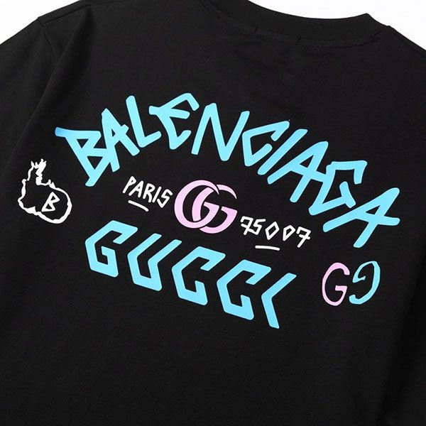 稀少 バレンシアガ x グッチ コラボ コピー Tシャツ bat69000