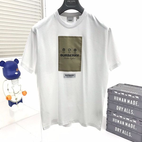 希少色バーバリー 偽物 ラベルアップリケ オーバーサイズTシャツ 3色 80565431