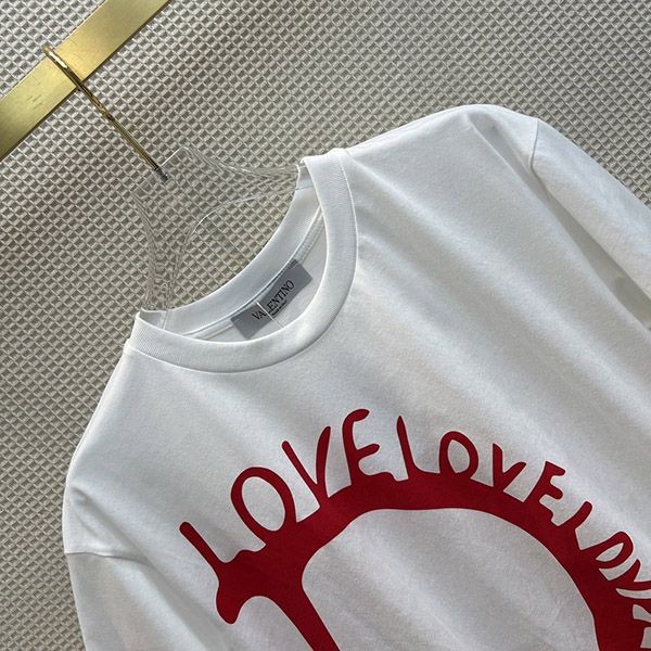 可愛いヴァレンティノ 偽物 LOVE Vロゴ コットン 半袖 Tシャツ Vun15448