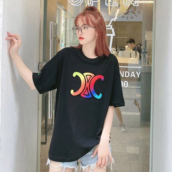 日本未入荷セリーヌ トリオンフ ロゴ オーバーサイズ Tシャツ ブラック Ces29773