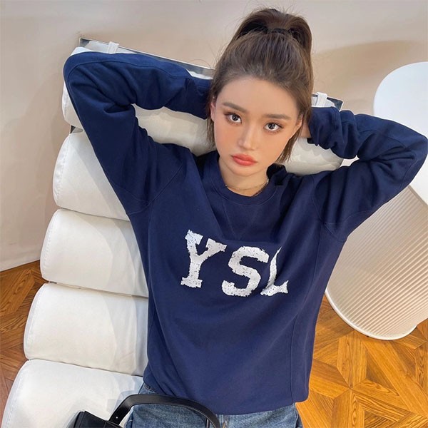 ☆超人気☆サンローラン トレーナー 偽物 YSL スウェットシャツ ブルー Sab58325