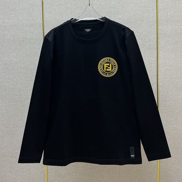 入手困難フェンディ アジュール刺繍FF 長袖クルーネック Tシャツ 偽物 2色 fee86210