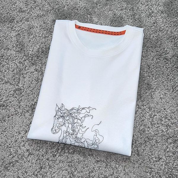 人気急上昇エルメス 半袖 Tシャツ スーパーコピー H刺繍 コットン err31105