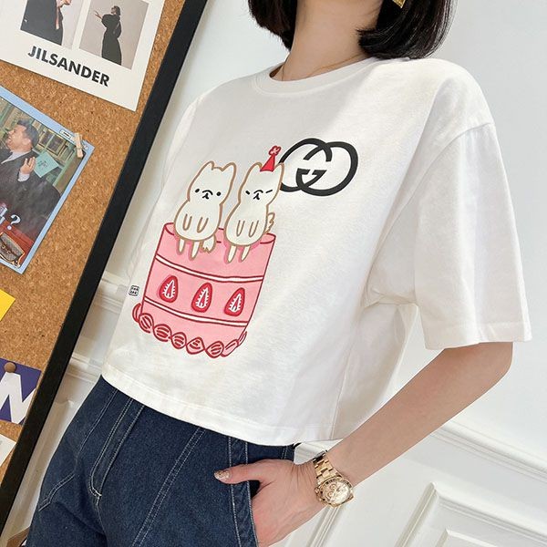 売上総額１位！グッチ×Kawaii キャットプリント Tシャツ スーパーコピー guu81190