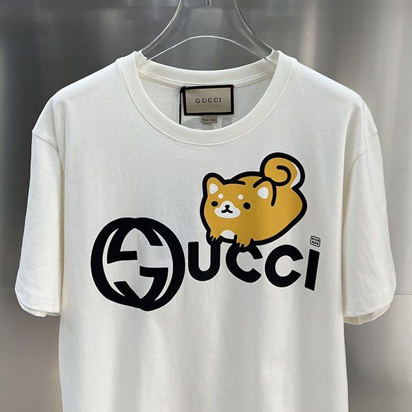 すぐ届グッチ×Kawaii 偽物 キャットプリント Tシャツ guc74799