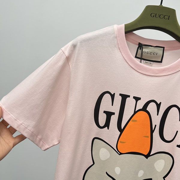 争奪戦グッチ×Kawaii 偽物 キャットプリント Tシャツ gus26464