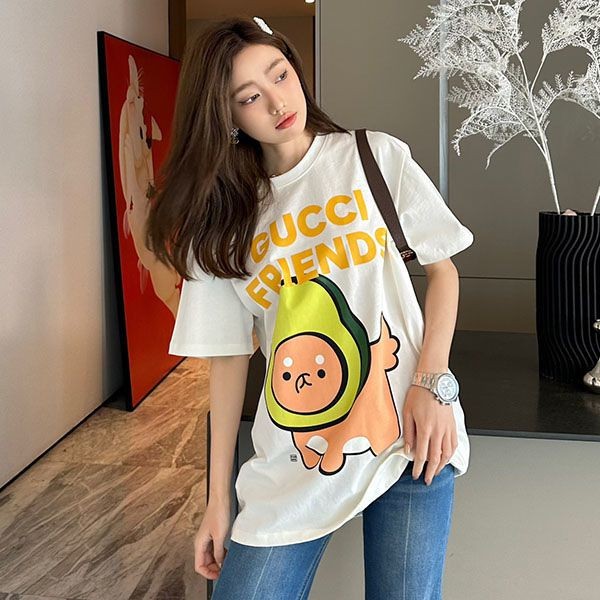 ☆超人気☆グッチ×Kawaii コピー キャットプリント Tシャツ gum95166