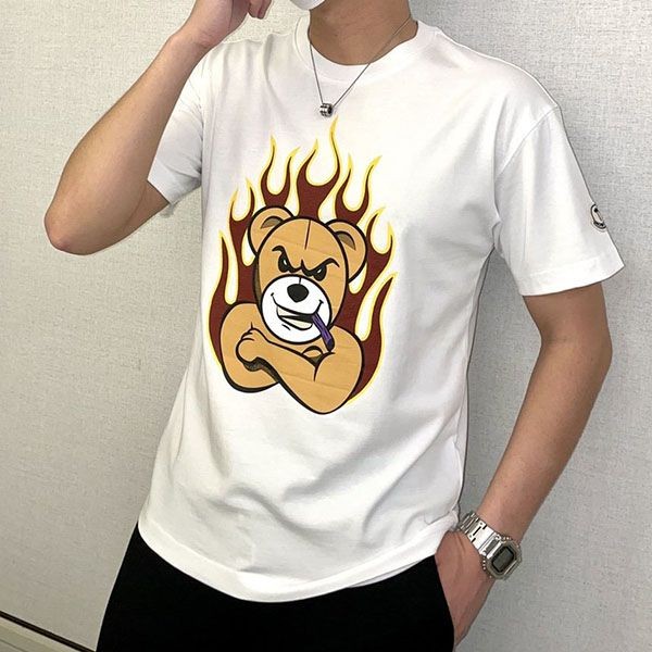 入手困難 モンクレール ベアモチーフプリント 偽物 Tシャツ moz48037