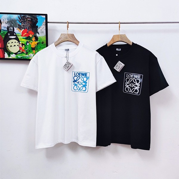 ロエベ☆アナグラム フェイクポケット ロゴ コットン 半袖Tシャツ 偽物 H526Y22X25