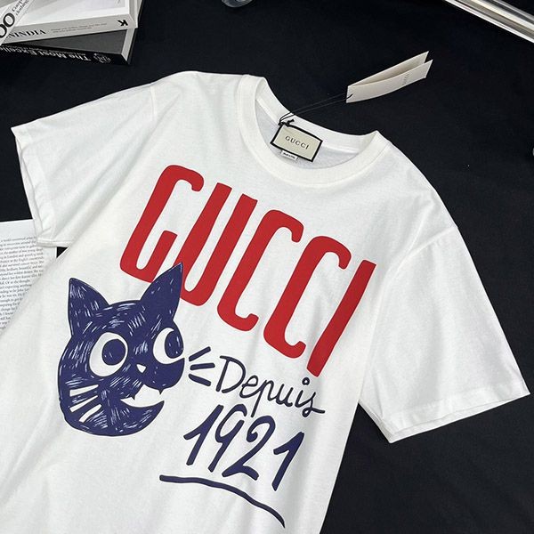 ★日本!!人気！グッチ Since 1921 キャット プリント Tシャツ guu43007