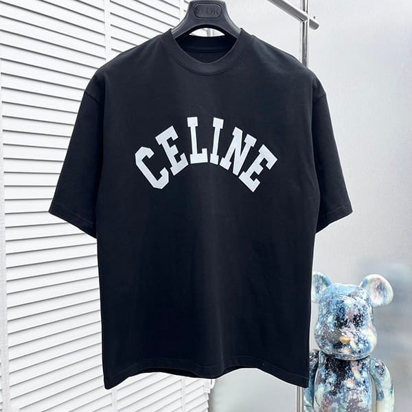 最新でオシャレセリーヌ ルーズフィット コットンニット Tシャツ 偽物 2色 Cez79851