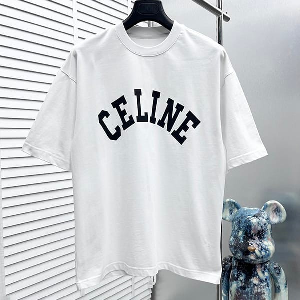 最新でオシャレセリーヌ ルーズフィット コットンニット Tシャツ 偽物 2色 Cez79851