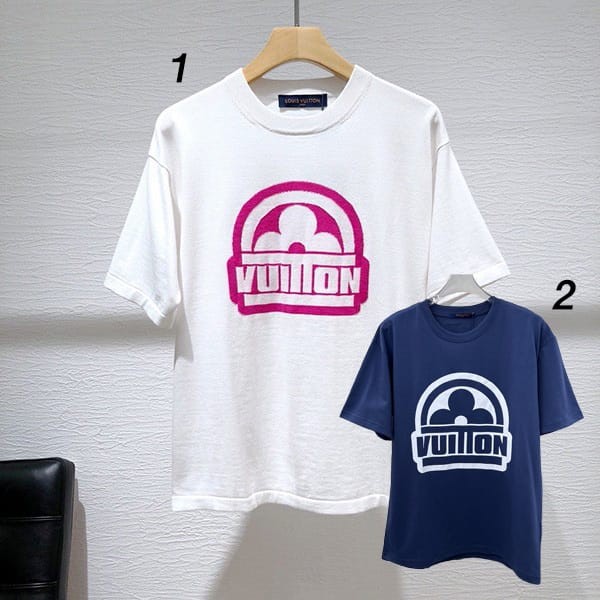 ルイヴィトン 偽物 コットンショートスリーブ クルーネック Tシャツ 2色 1ABJ8L