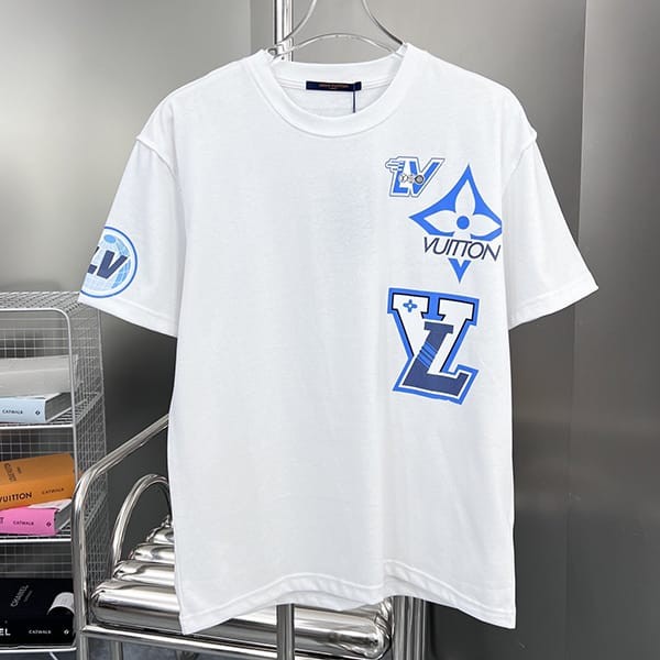 一目惚れ♪ルイヴィトン 偽物 コットンショートスリーブ クルーネック Tシャツ 2色 vud04292