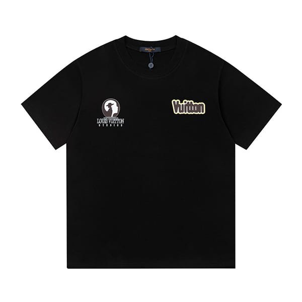 確保済みルイヴィトン クルーネックTシャツ 偽物インターシャ ロゴ vuf40663