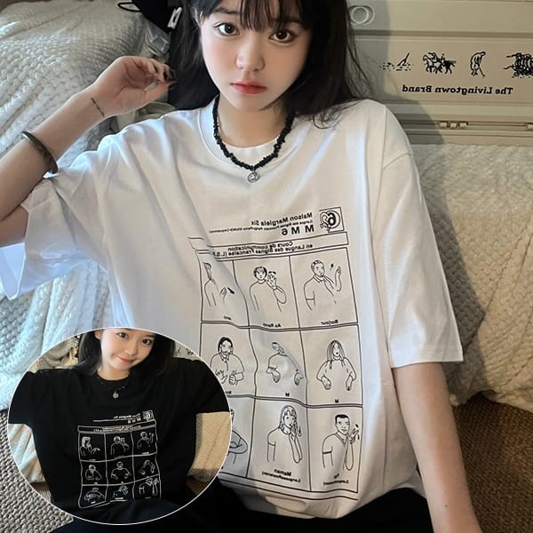 大人気!MM6 コピー メゾン マルジェラ ナンバリング ロゴ Tシャツ 2色 Mag52635