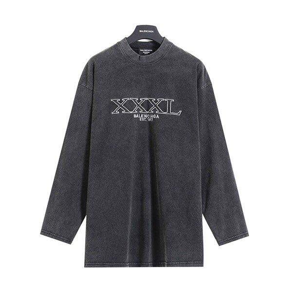 バレンシアガ コピー XXXL ロゴ ステッチ オーバーサイズ 長袖 Tシャツ bah46927