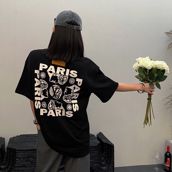 大人気!ルイヴィトン グラフィック クルーネック Tシャツ 偽物 vud46320