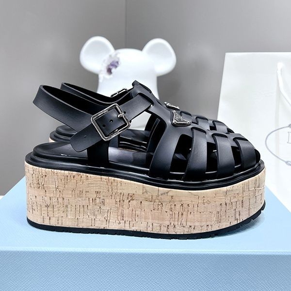 お洒落プラダ Rubber wedge platform sandals ウェッジサンダル コピー pur40331