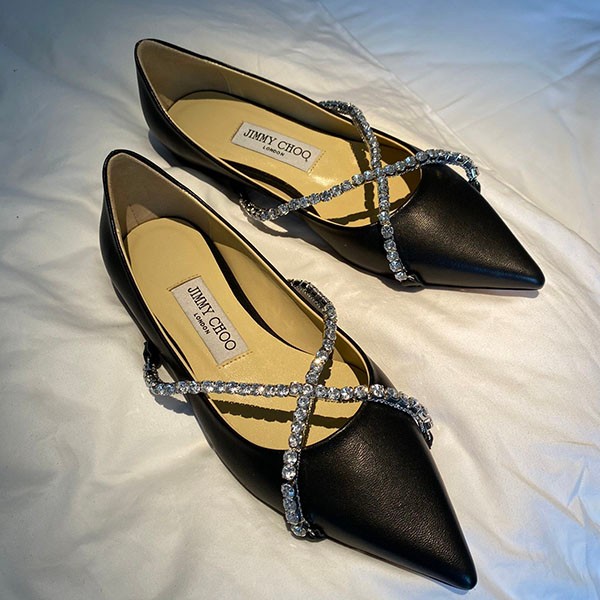 ★ジミーチュウ コピー★ Genevi embellished leather ballet flats jiv36480