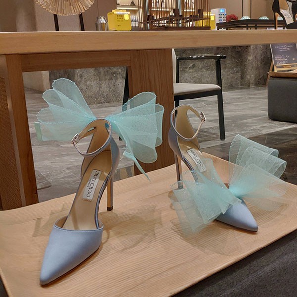 【ジミーチュウ コピー】Averly 100 bow-detailed satin pumps jil38594